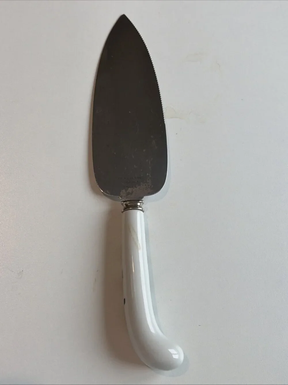 Prill Sheffield Cake Pie Server Porcelain Handle Holly Berries Stainless Steel